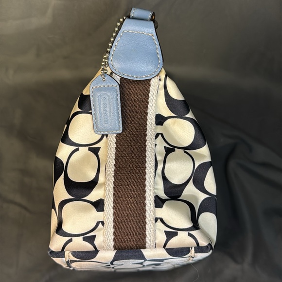 Coach Classic Signature Canvas Black White and blue Small Purse/Wristlet - Picture 6 of 13